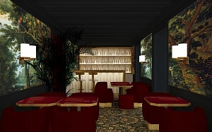 plan-3D-architecture bar Tres Particulier Hotel Particulier Montmartre