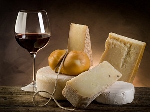 red wine and cheese